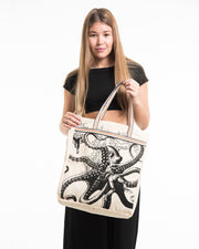 Octopus Canvas Everyday Tote Bag in Natural