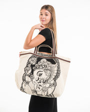 Blessing Ganesh Canvas Tote Bag in Natural