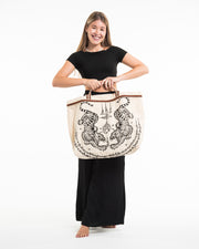 Thai Tattoo Canvas Tote Bag in Natural