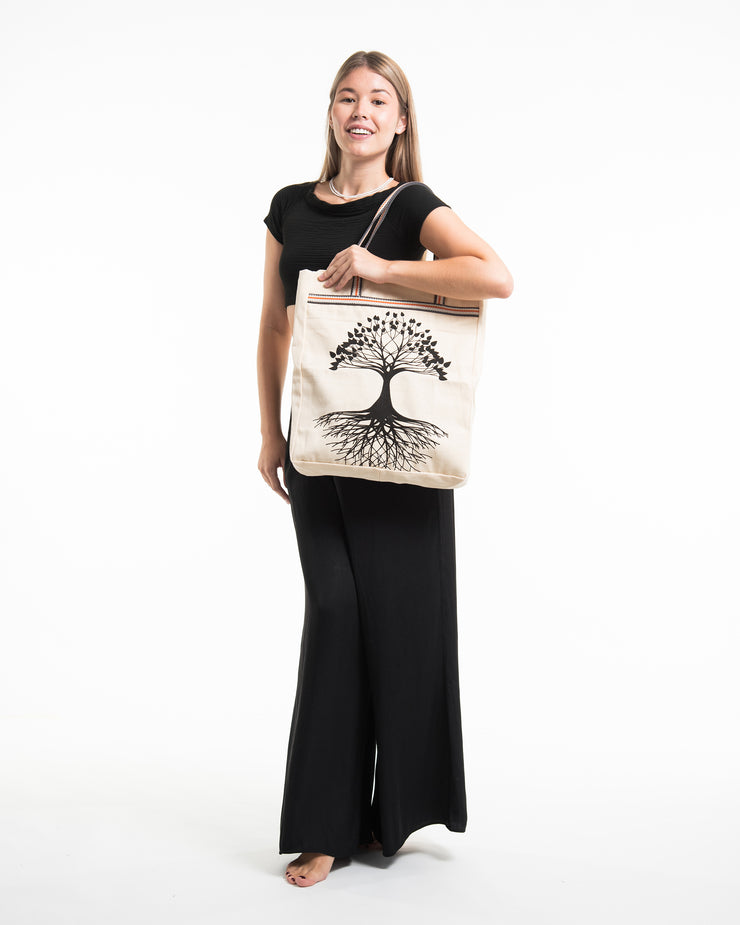 Tree of Life Canvas Everyday Tote Bag in Natural