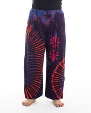 Unisex Plus Size Tie Dye Cotton Harem Pants in Purple