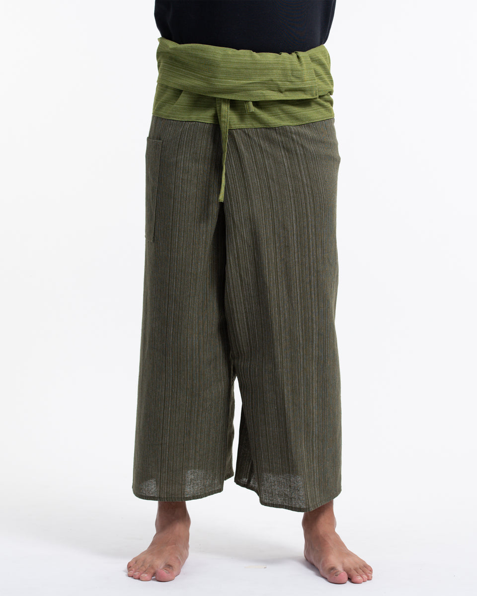 Sure Design Unisex Two Tone Pinstripe Thai Fisherman Pants in Green