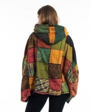 Patch Work Stone Wash Hooded Jacket in Multi Orange