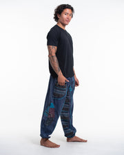 Unisex Patchwork Stone Washed Cargo Cotton Pants in Navy 06