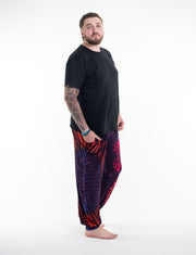 Unisex Plus Size Tie Dye Cotton Harem Pants in Purple