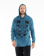 Unisex Spiritual Shroom Cat Hoodie in Denim Blue