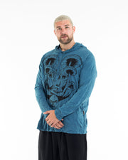 Unisex Spiritual Shroom Cat Hoodie in Denim Blue