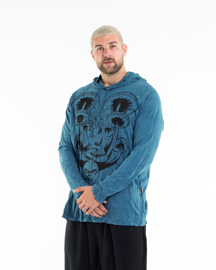 Unisex Spiritual Shroom Cat Hoodie in Denim Blue