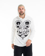 Unisex Spiritual Shroom Cat Hoodie in White