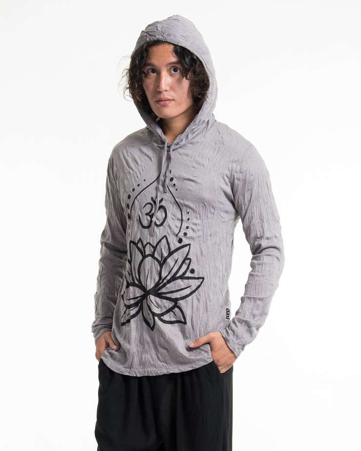 Unisex Lotus Om Hoodie in Gray