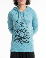 Unisex Lotus Om Hoodie in Turquoise