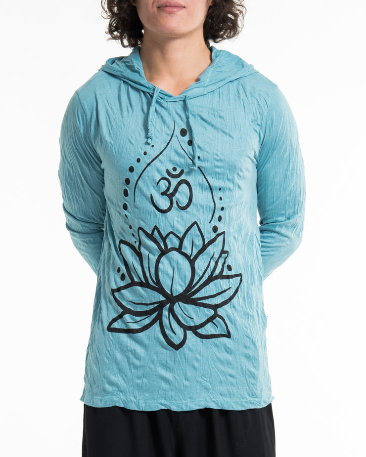 Unisex Lotus Om Hoodie in Turquoise