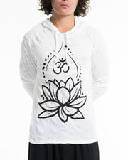 Unisex Lotus Om Hoodie in White