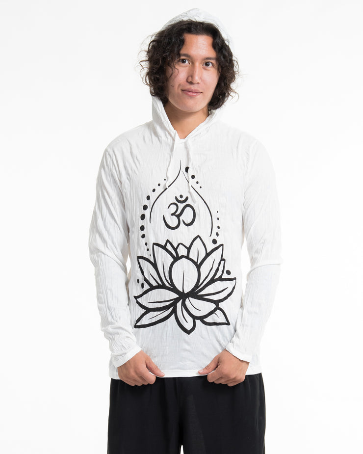 Unisex Lotus Om Hoodie in White