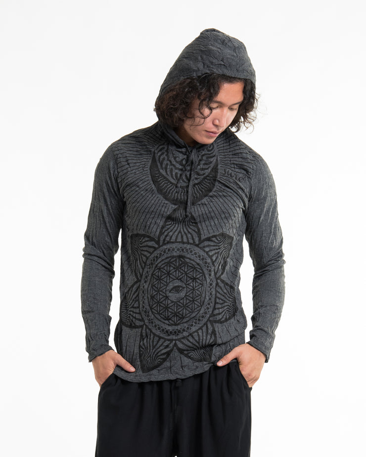 Unisex Sacred Geometry Mandala Hoodie in Black