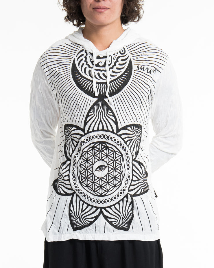 Unisex Sacred Geometry Mandala Hoodie in White