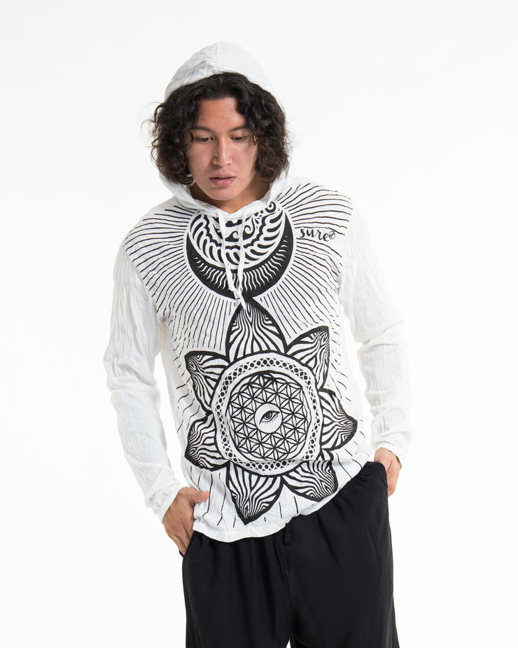 Unisex Sacred Geometry Mandala Hoodie in White