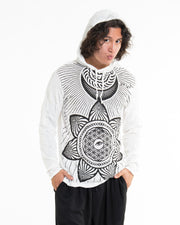 Unisex Sacred Geometry Mandala Hoodie in White