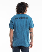 Mens Spiritual Shroom Cat T-Shirt in Denim Blue