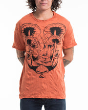 Mens Spiritual Shroom Cat T-Shirt in Orange