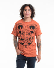 Mens Spiritual Shroom Cat T-Shirt in Orange