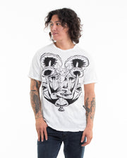 Mens Spiritual Shroom Cat T-Shirt in White