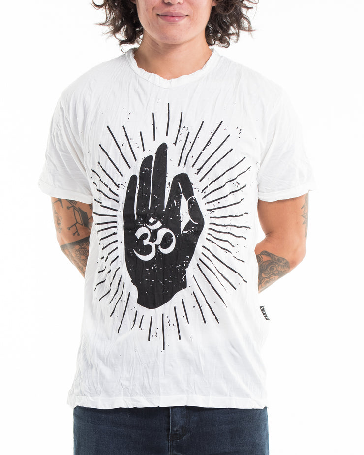 Mens Hand of Om T-Shirt in White