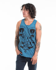 Mens Spiritual Shroom Cat Tank Top in Denim Blue