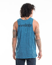 Mens Spiritual Shroom Cat Tank Top in Denim Blue