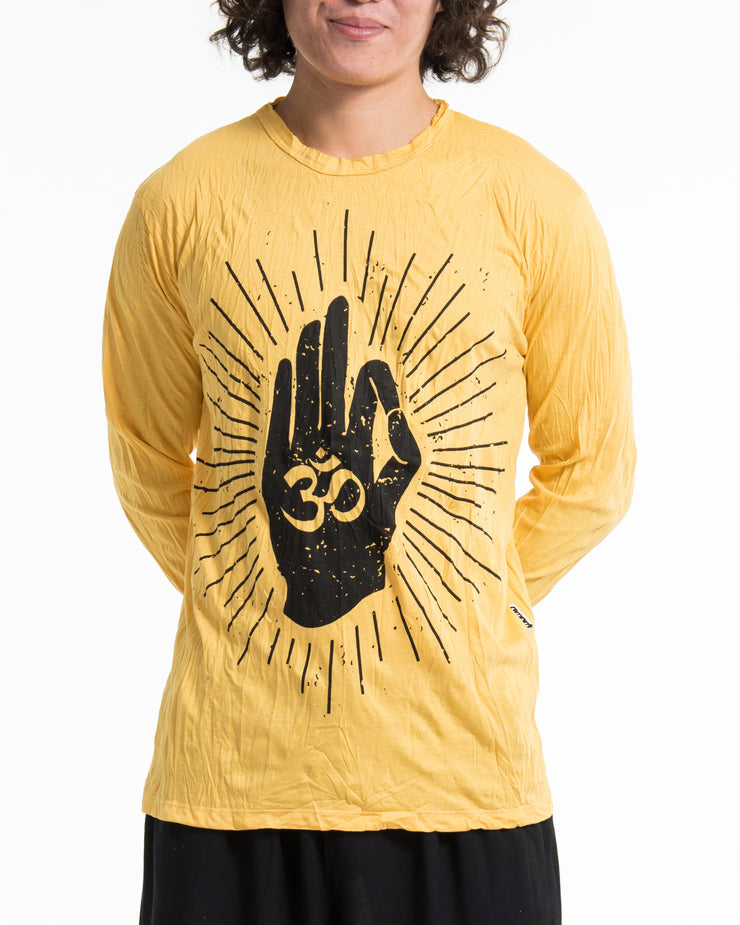 Unisex Hand of Om Long Sleeve Shirt in Yellow