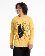 Unisex Hand of Om Long Sleeve Shirt in Yellow