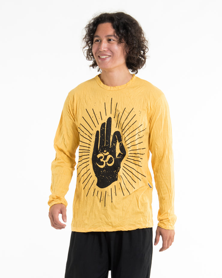 Unisex Hand of Om Long Sleeve Shirt in Yellow