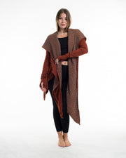 Hoodie Shawl Cardigan in Brick