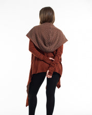 Hoodie Shawl Cardigan in Brick