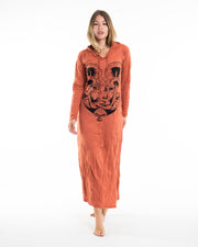 Womens Spirit Shroom Cat Long Hoodie Dress in Yellow