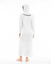 Womens Hand of Om Long Hoodie Dress in White