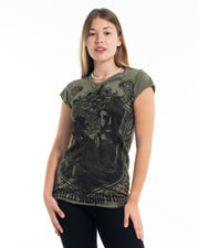 Womens Antique Buddha T-Shirt in Green