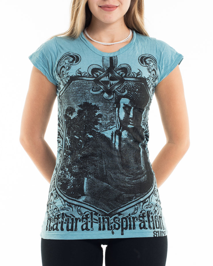 Womens Antique Buddha T-Shirt in Turquoise