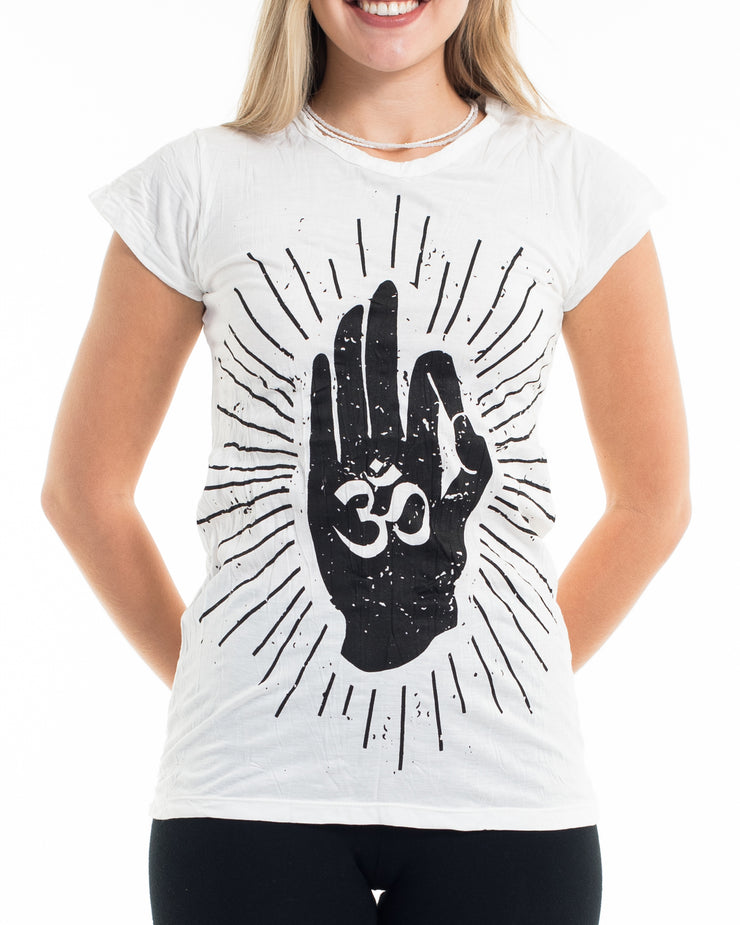 Womens Hand of Om T-Shirt in White