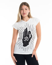 Womens Hand of Om T-Shirt in White