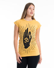 Womens Hand of Om T-Shirt in Yellow