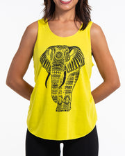 Womens Regal Elephant Tank Top in Yellow