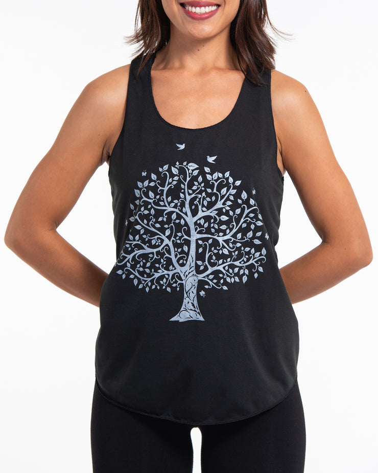 Womens Tree Tank Top in Black