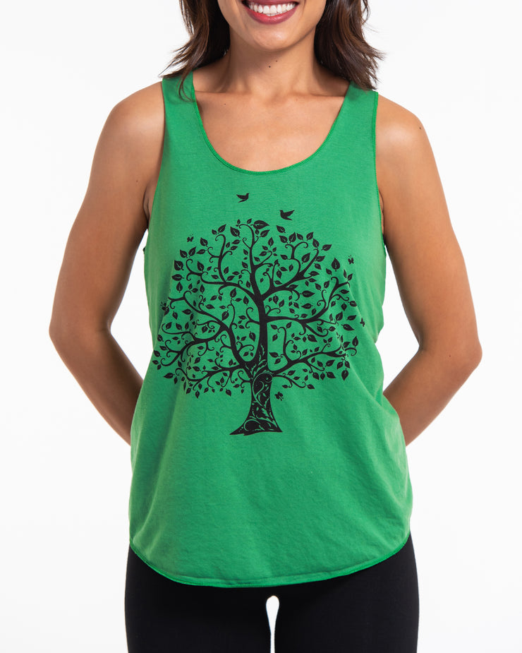 Womens Tree Tank Top in Green