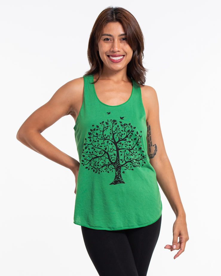 Womens Tree Tank Top in Green