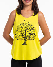 Womens Tree Tank Top in Yellow