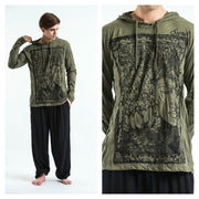 Unisex Sanskrit Buddha Hoodie in Green