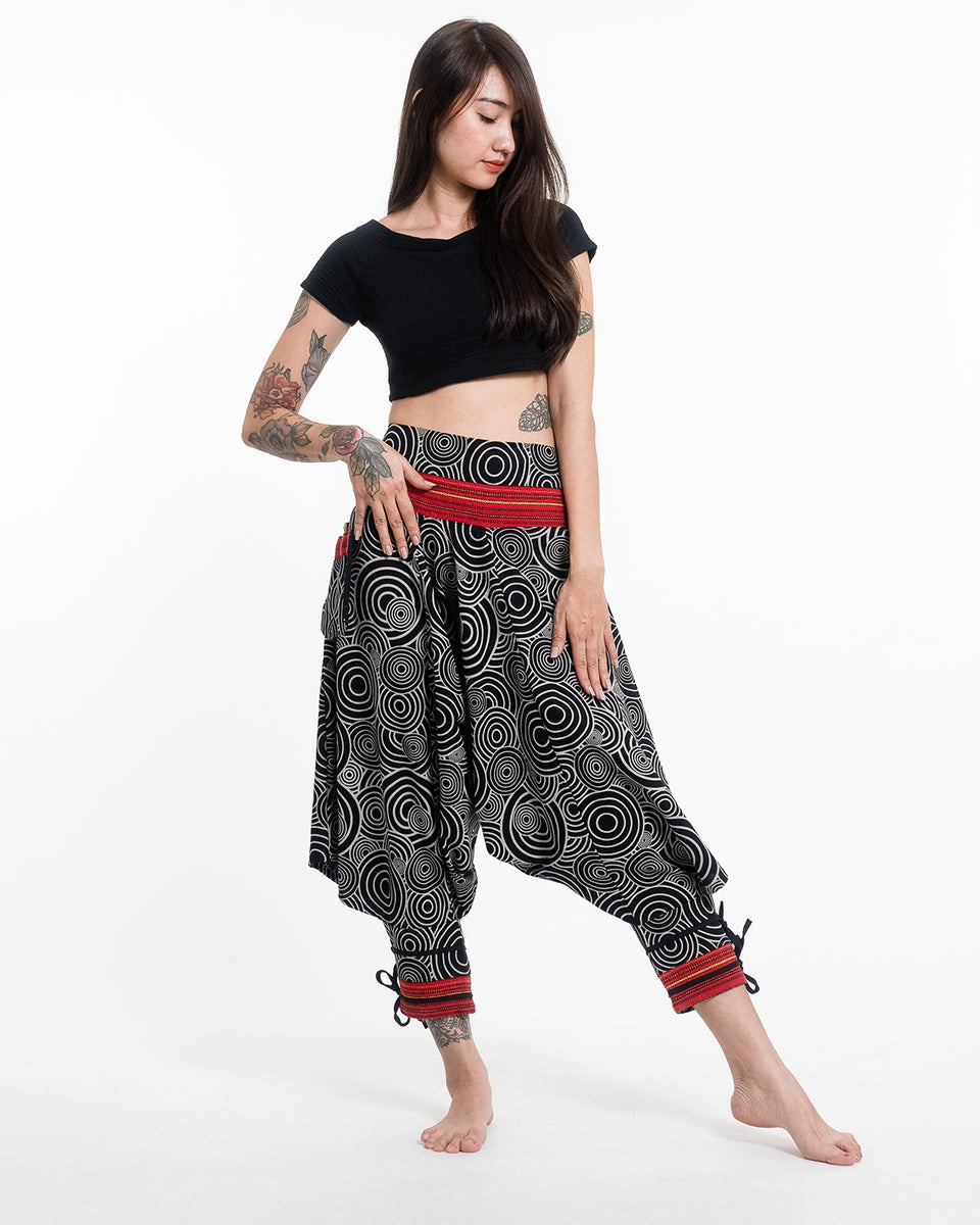 Sure Design Swirls Prints Thai Hill Tribe Fabric Unisex Harem Pants ...