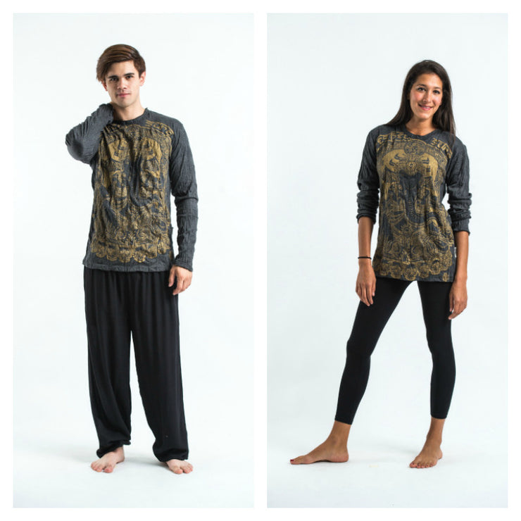 Unisex Batman Ganesh Long Sleeve T-Shirt in Gold on Black