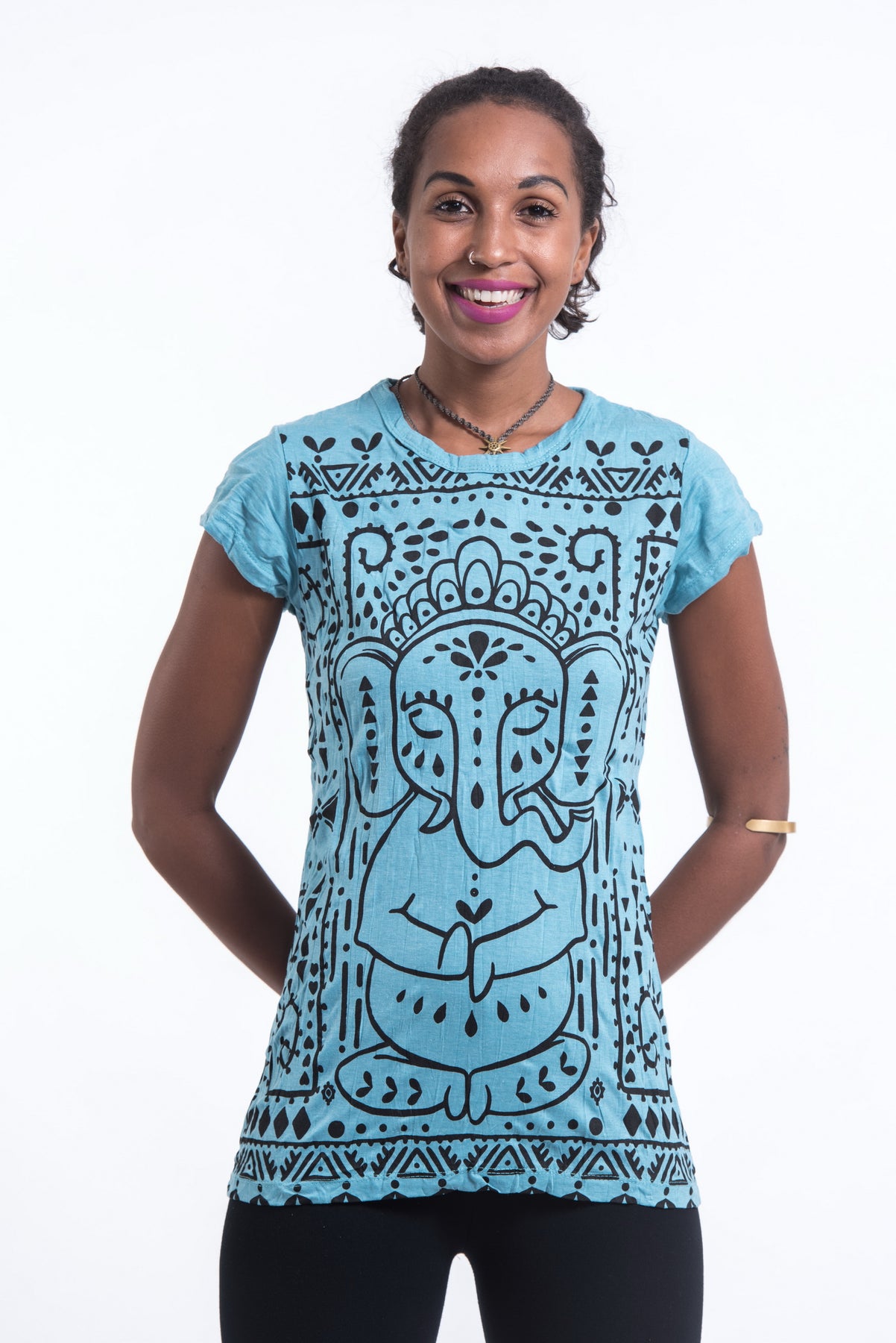 Sure Design Women's Infinitee Yoga Stamp T-Shirt Turquoise